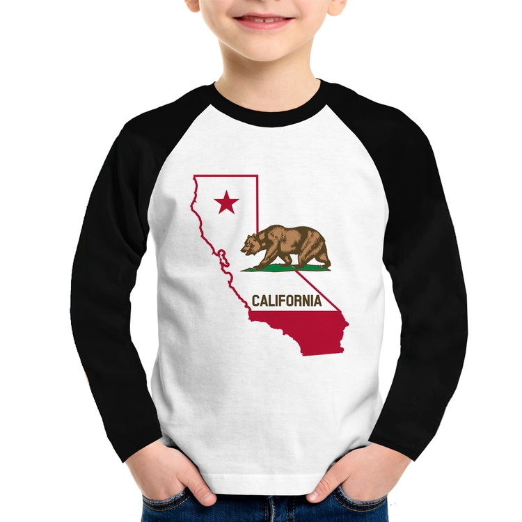 Camiseta Raglan Infantil Califórnia Manga Longa
