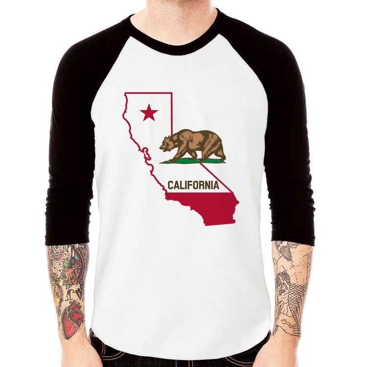 Camiseta Raglan Califórnia Manga 3/4