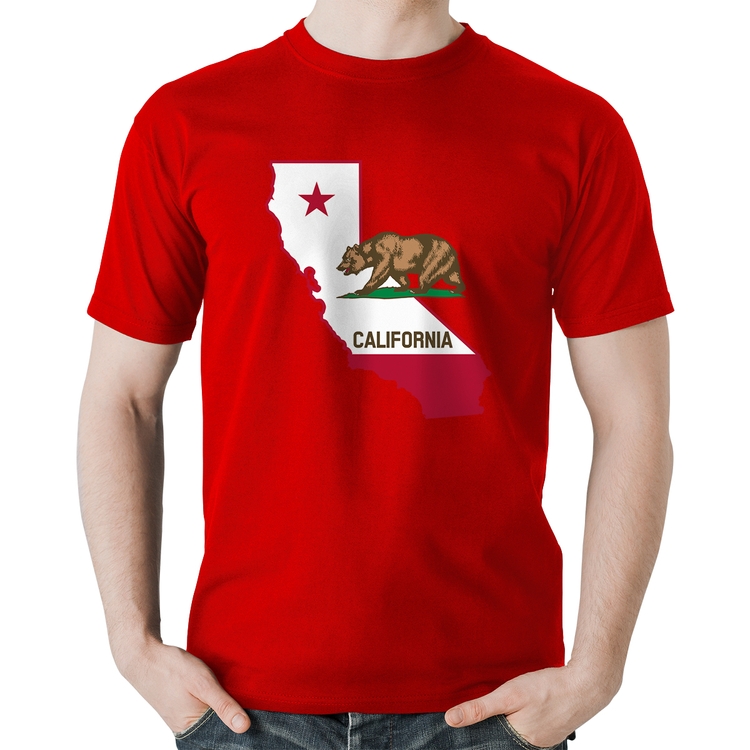 Camiseta Algodão Califórnia - Vermelha