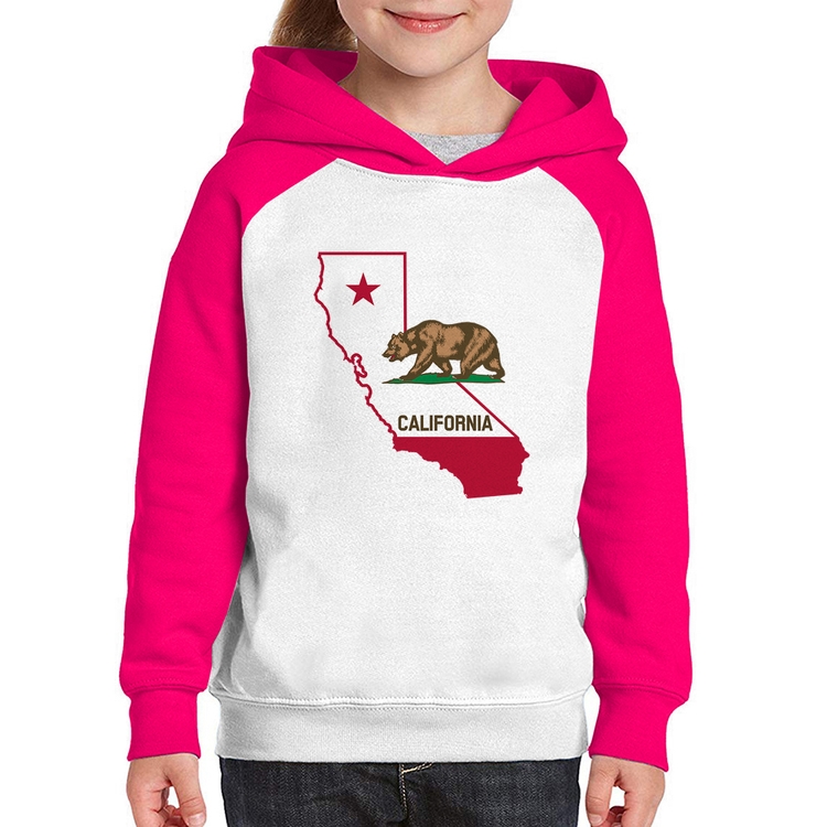 Moletom Infantil Califórnia - Branco/Rosa