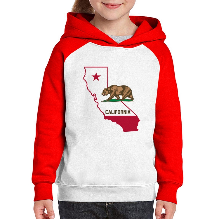 Moletom Infantil Califórnia - Branco/Vermelho
