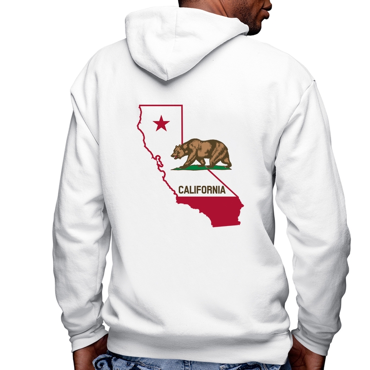 Blusa Moletom Califórnia Masculina com Capuz e Zíper - Branca