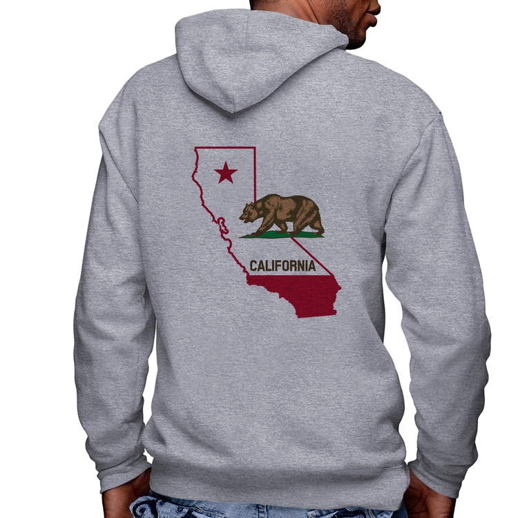 Blusa Moletom Califórnia Masculina com Capuz e Zíper - Mescla