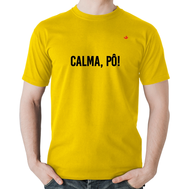 Camiseta Algodão Calma, pô! - Amarela