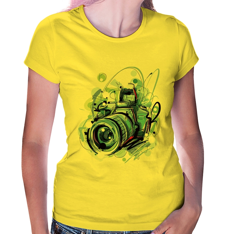 Baby Look Câmera Fotográfica - Amarela