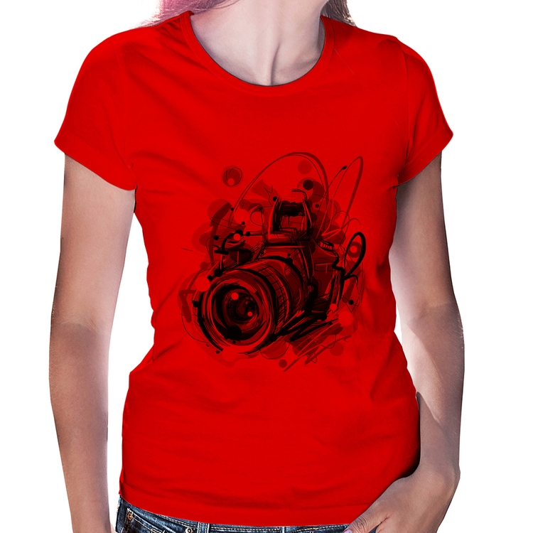 Baby Look Câmera Fotográfica - Vermelha