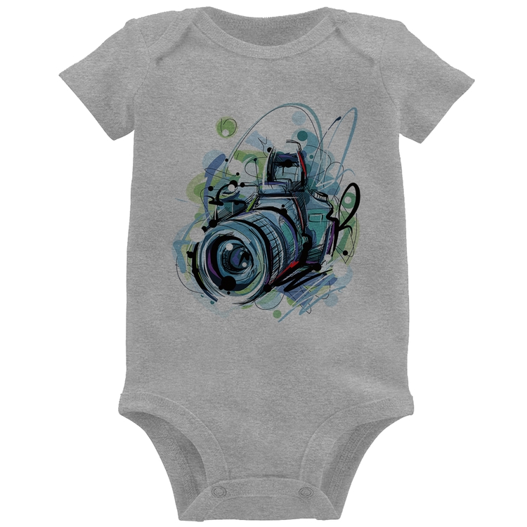 Body Bebê Câmera Fotográfica - Cinza