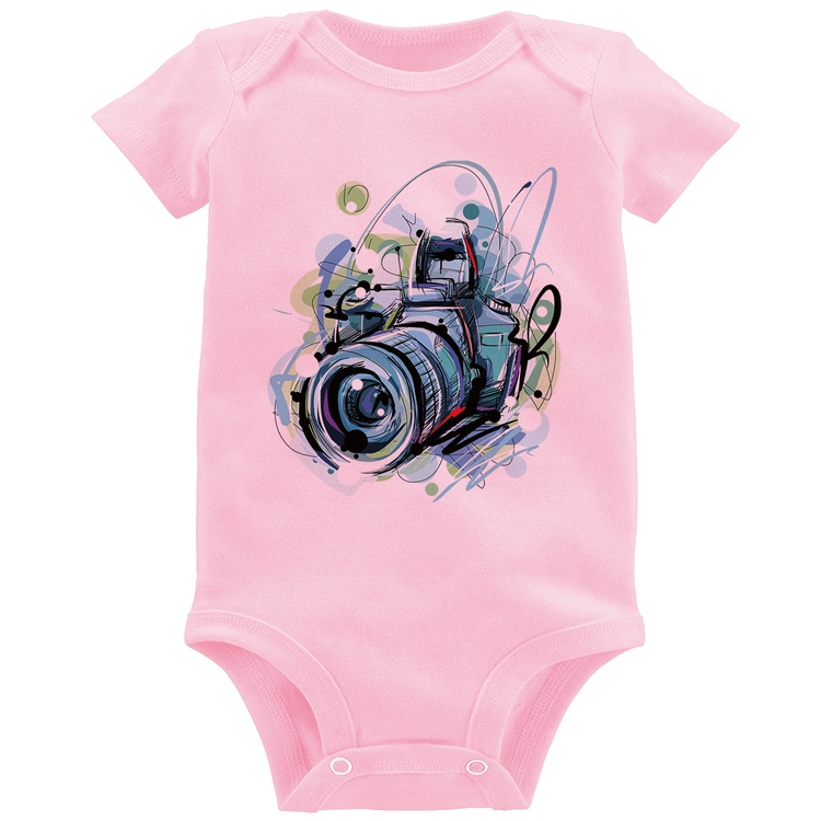 Body Bebê Câmera Fotográfica - Rosa Bebê