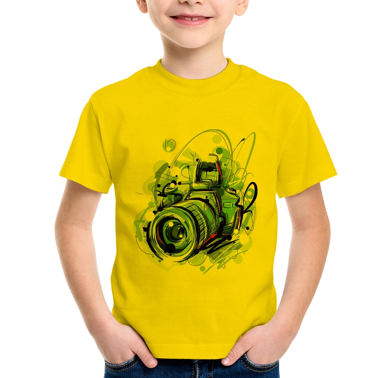 Camiseta Infantil Câmera Fotográfica - Amarela