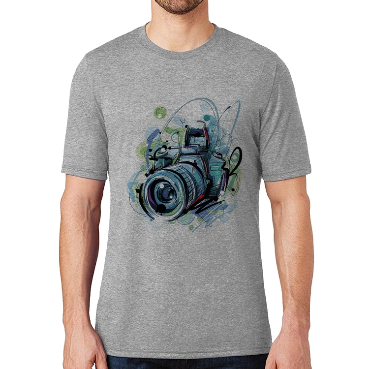 Camiseta Câmera Fotográfica - Cinza