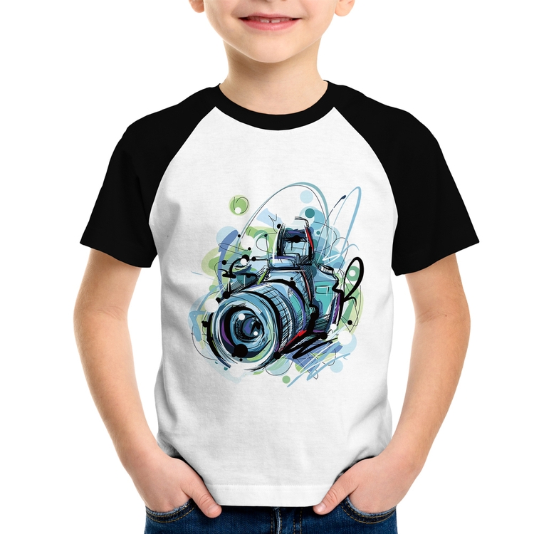 Camiseta Raglan Infantil Câmera Fotográfica