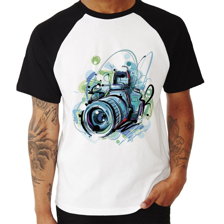 Camiseta Raglan Câmera Fotográfica