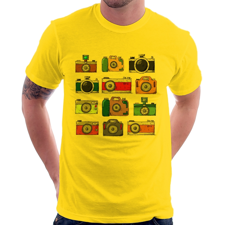Camiseta Câmeras Retrô - Amarela