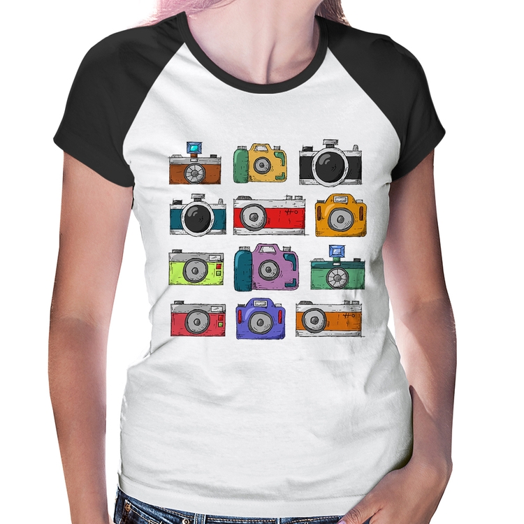 Baby Look Raglan Câmeras Retrô