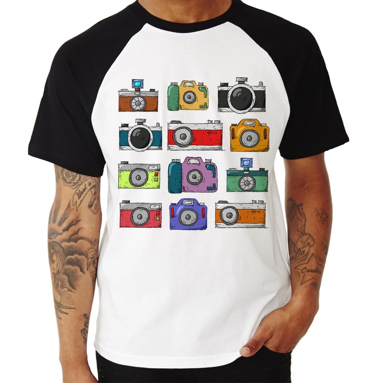 Camiseta Raglan Câmeras Retrô