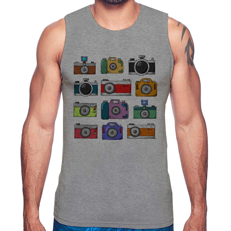 Regata Câmeras Retrô - Cinza