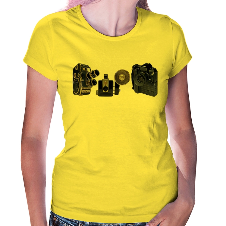 Baby Look Câmeras Vintage - Amarela