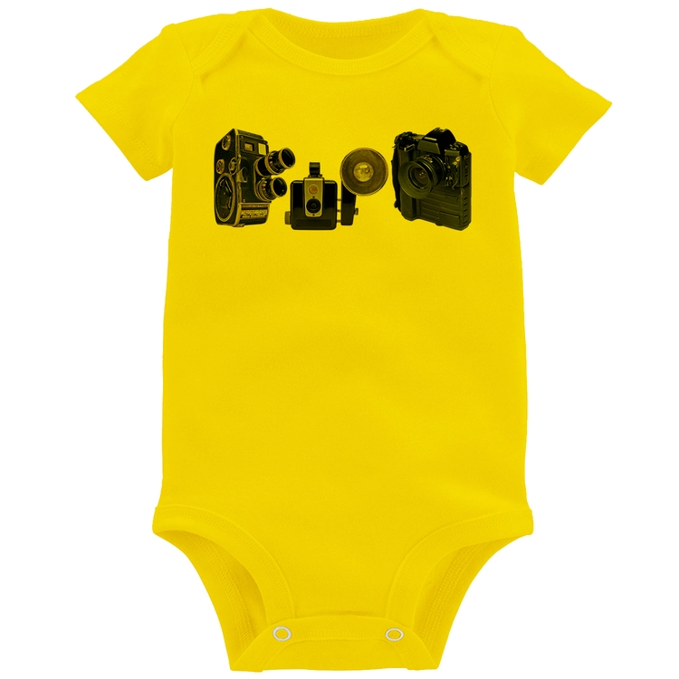 Body Bebê Câmeras Vintage - Amarelo