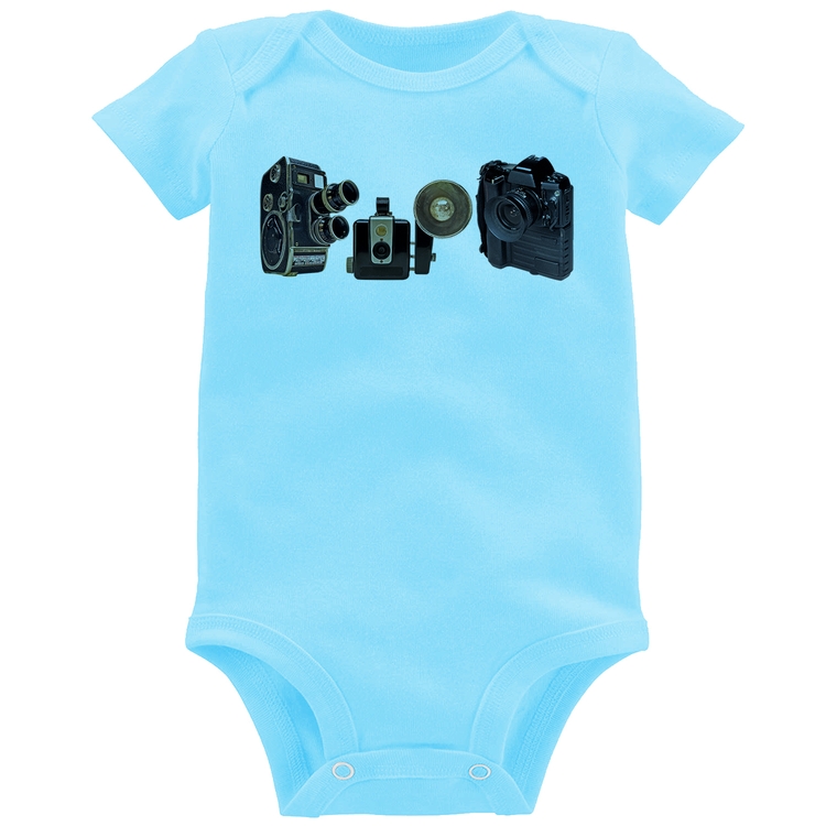 Body Bebê Câmeras Vintage - Azul Bebê