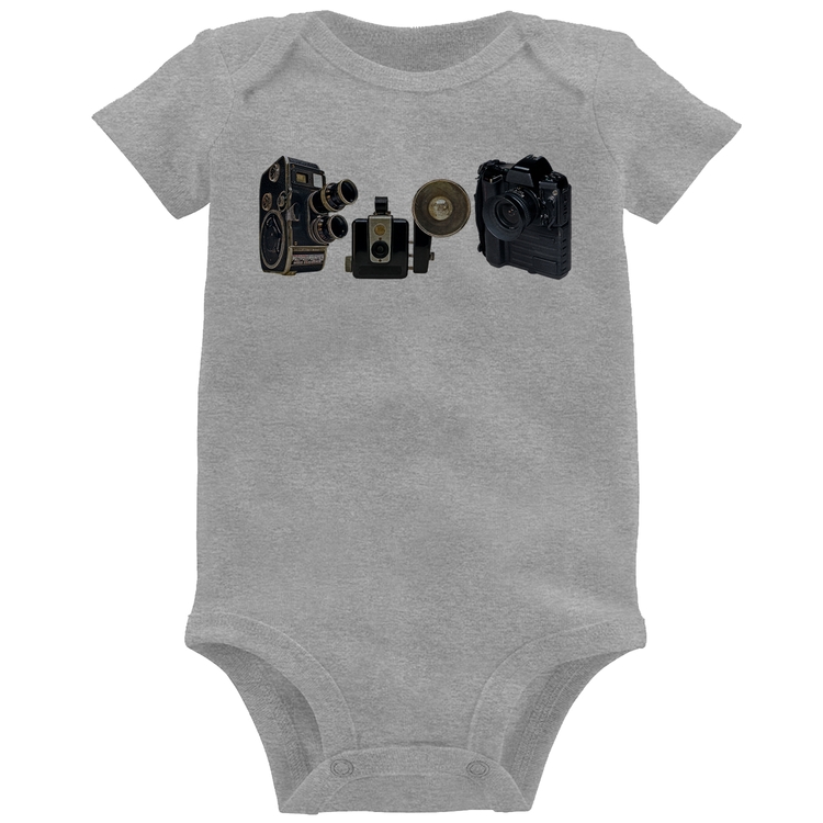 Body Bebê Câmeras Vintage - Cinza