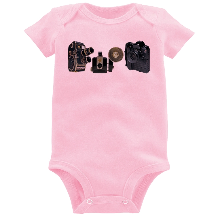 Body Bebê Câmeras Vintage - Rosa Bebê