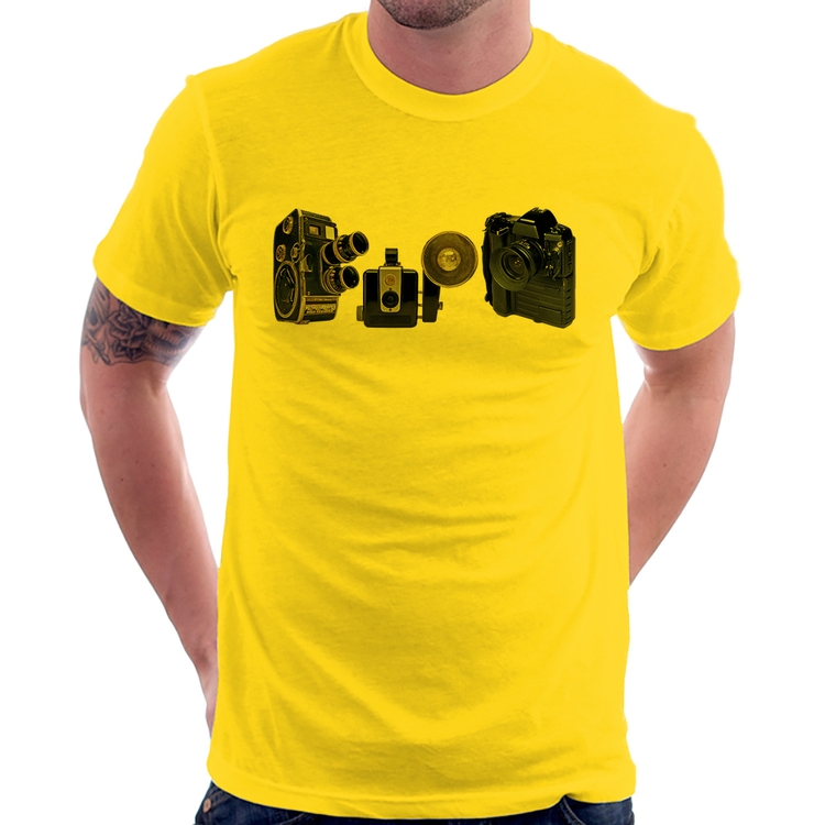 Camiseta Câmeras Vintage - Amarela