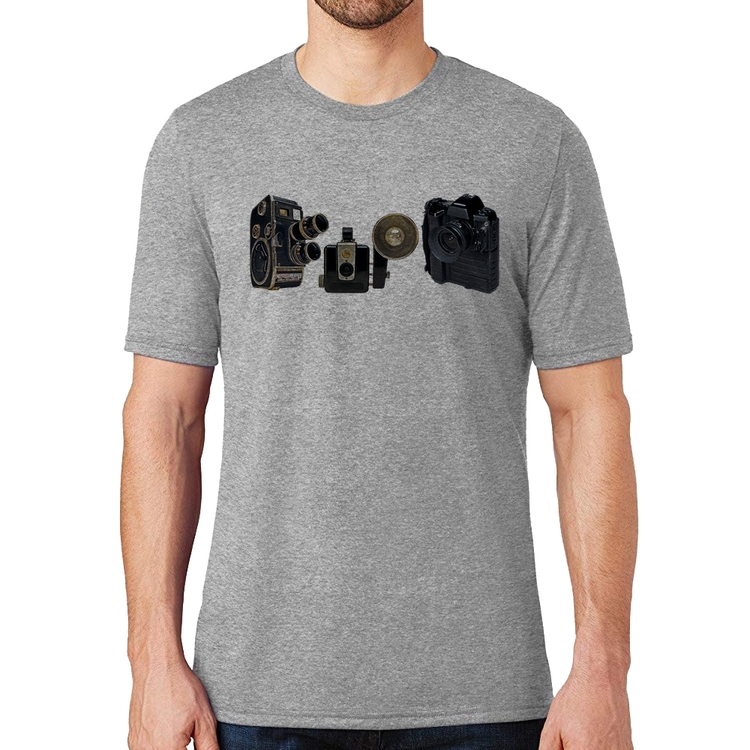 Camiseta Câmeras Vintage - Cinza