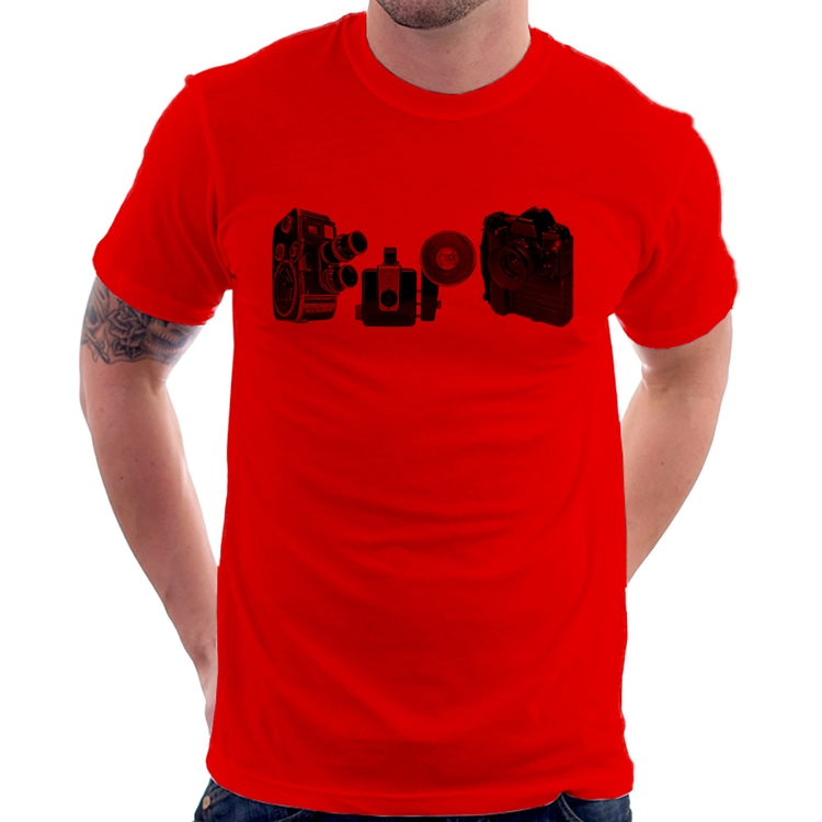 Camiseta Câmeras Vintage - Vermelha