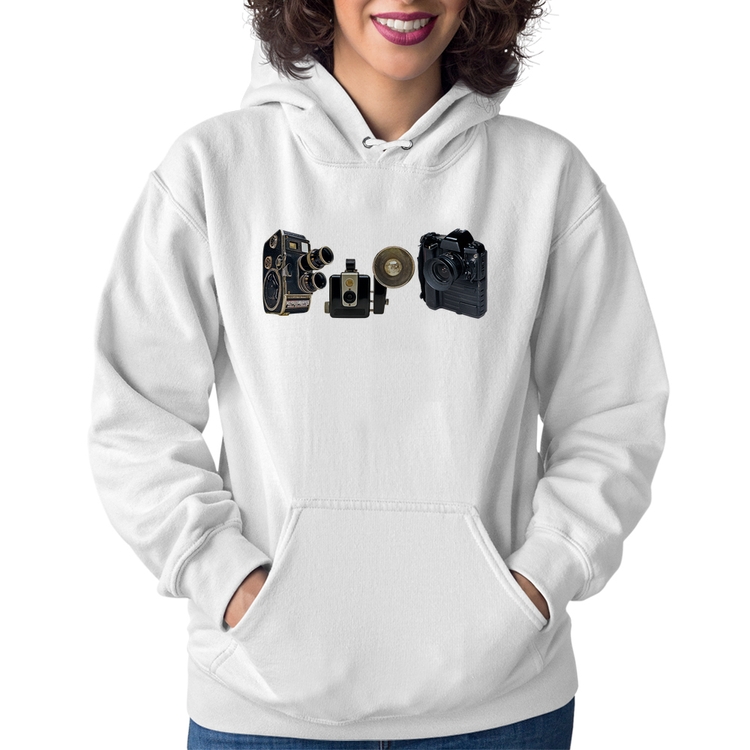 Moletom Feminino Câmeras Vintage - Branco