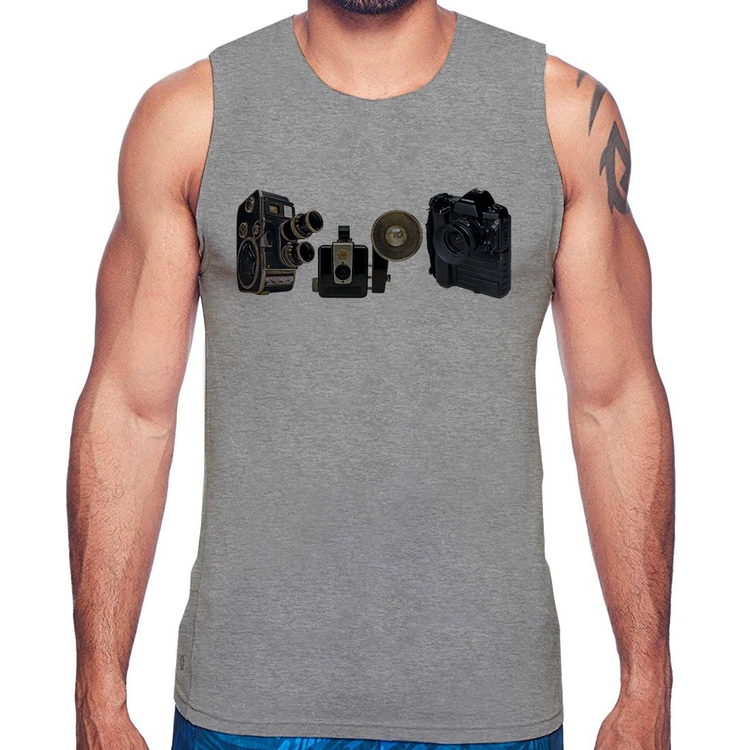 Regata Câmeras Vintage - Cinza