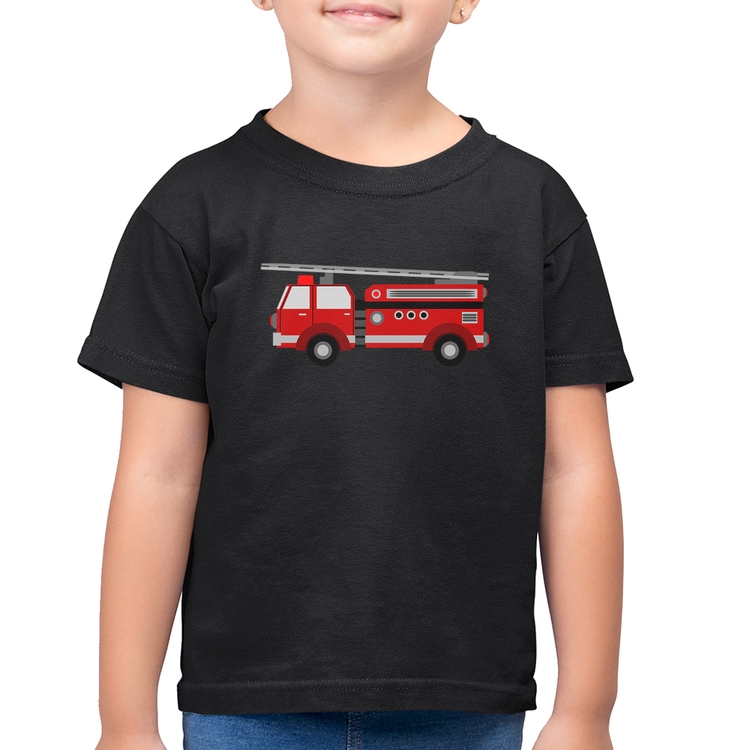 Camiseta Algodão Infantil Caminhão de Bombeiro