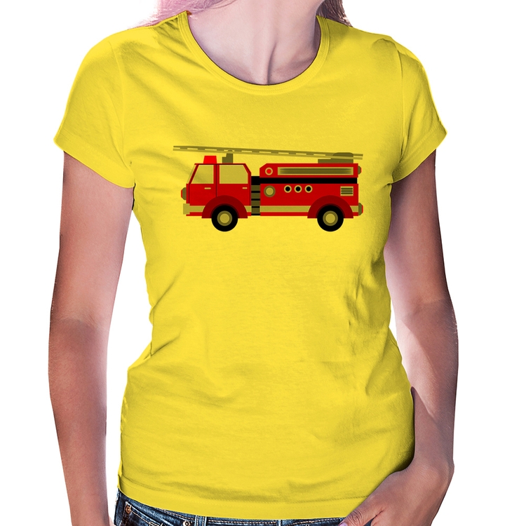 Baby Look Caminhão de Bombeiro - Amarela