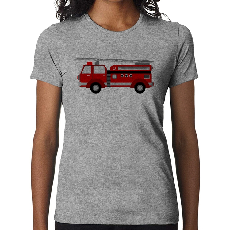 Baby Look Caminhão de Bombeiro - Cinza