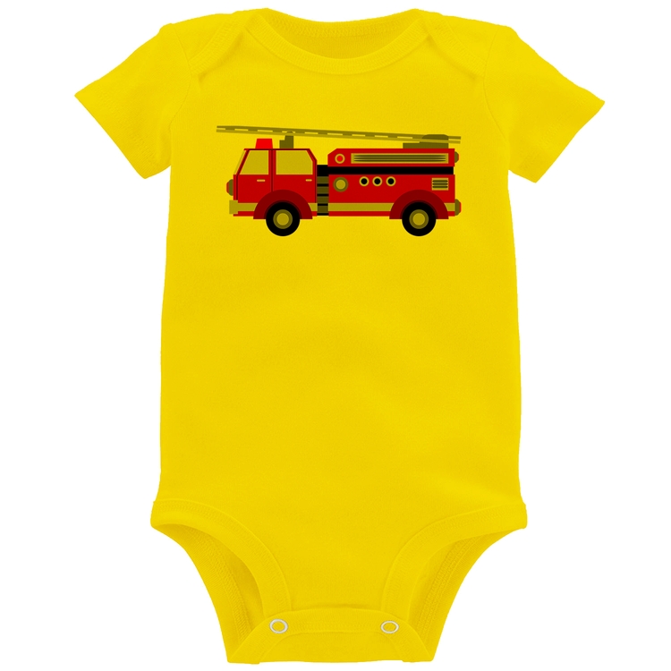 Body Bebê Caminhão de Bombeiro - Amarelo