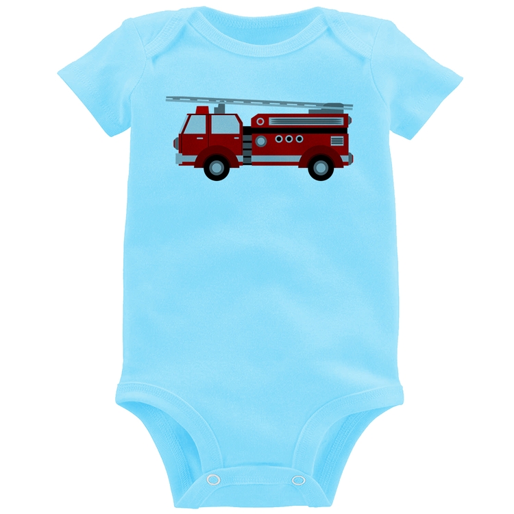 Body Bebê Caminhão de Bombeiro - Azul Bebê