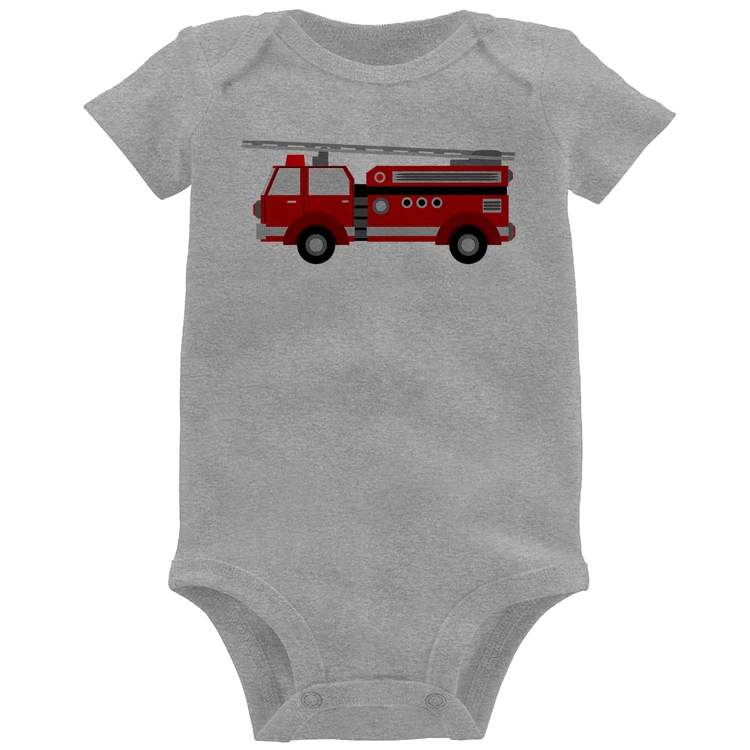 Body Bebê Caminhão de Bombeiro - Cinza