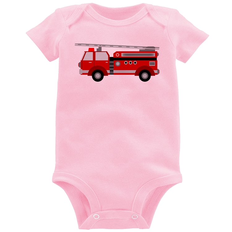 Body Bebê Caminhão de Bombeiro - Rosa Bebê