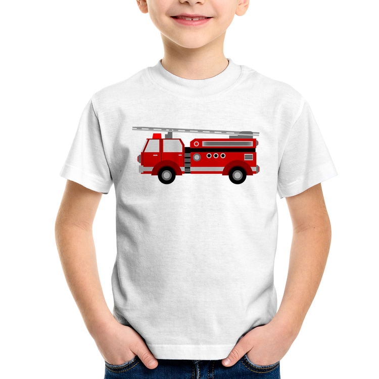 Camiseta Infantil Caminhão de Bombeiro