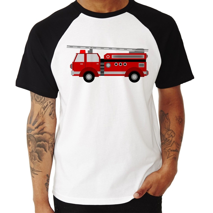 Camiseta Raglan Caminhão de Bombeiro