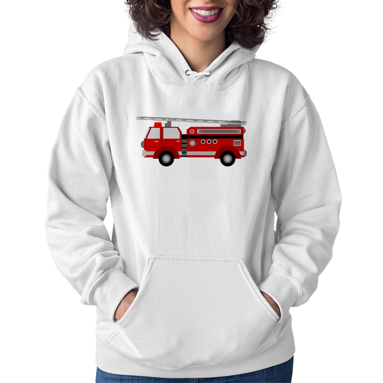 Moletom Feminino Caminhão de Bombeiro - Branco