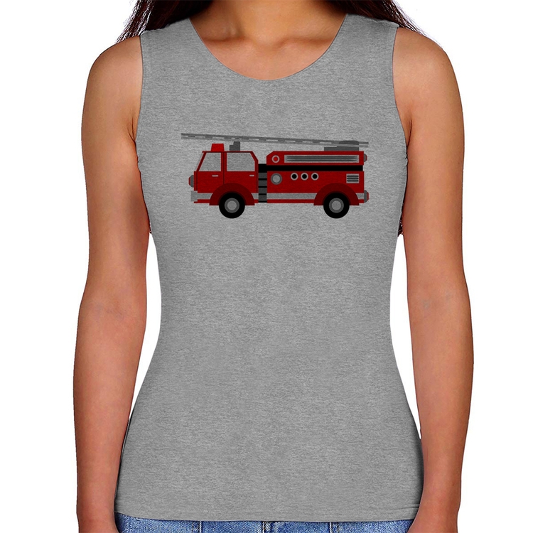 Regata Feminina Caminhão de Bombeiro - Cinza