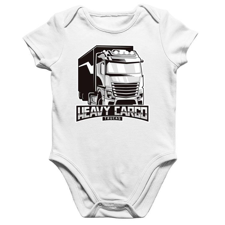 Body Bebê Algodão Caminhão Heavy Cargo Caminhoneiro - Branco