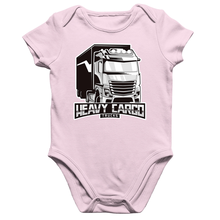 Body Bebê Algodão Caminhão Heavy Cargo Caminhoneiro - Rosa Bebê