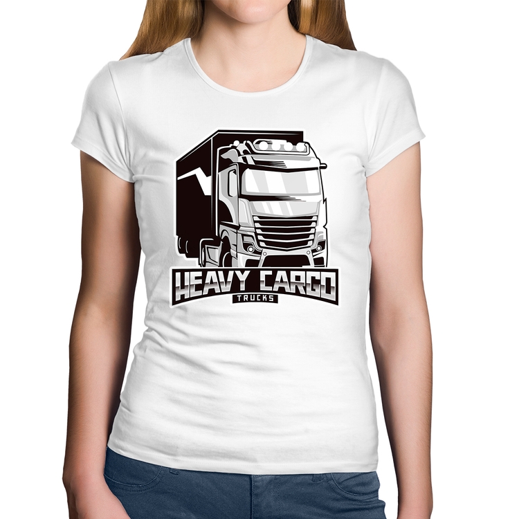 Baby Look Algodão Caminhão Heavy Cargo Caminhoneiro - Branca