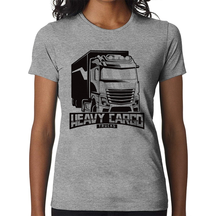 Baby Look Caminhão Heavy Cargo Caminhoneiro - Cinza