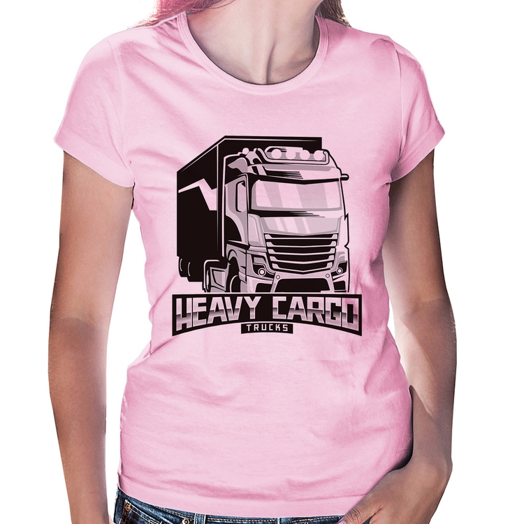 Baby Look Caminhão Heavy Cargo Caminhoneiro - Rosa Bebê