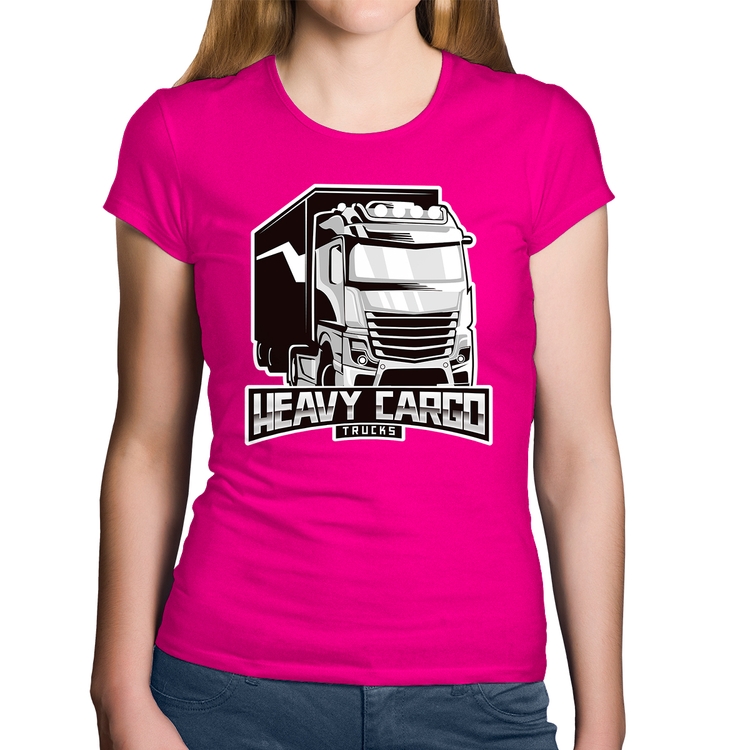 Baby Look Algodão Caminhão Heavy Cargo Caminhoneiro - Rosa