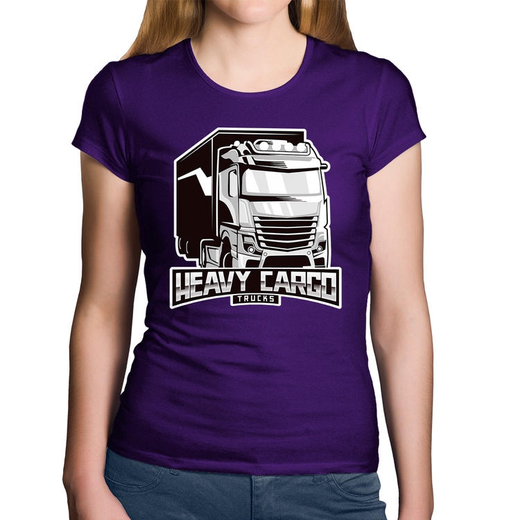 Baby Look Algodão Caminhão Heavy Cargo Caminhoneiro - Roxa