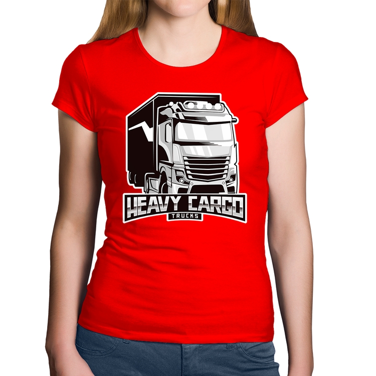 Baby Look Algodão Caminhão Heavy Cargo Caminhoneiro - Vermelha