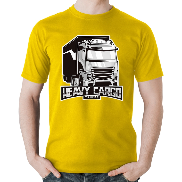 Camiseta Algodão Caminhão Heavy Cargo Caminhoneiro - Amarela